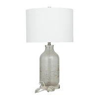 Gray Glass Table Lamp with Drum Shade Set of 2 15", 25"