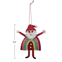Hello Honey® 5.5" Handmade Wool Felt Rainbow Santa Ornament