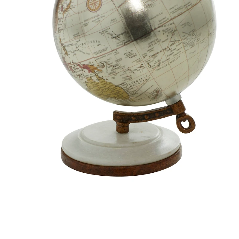 7" White Metal Modern Globe