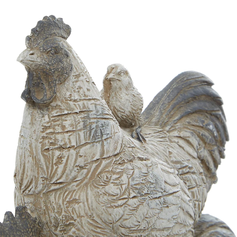 White Polystone Farmhouse Sculpture, Rooster 12" x 8" x 5"