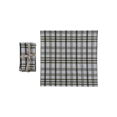 Hello Honey® 18" White & Green Plaid Stonewashed Cotton Napkins, 4ct.