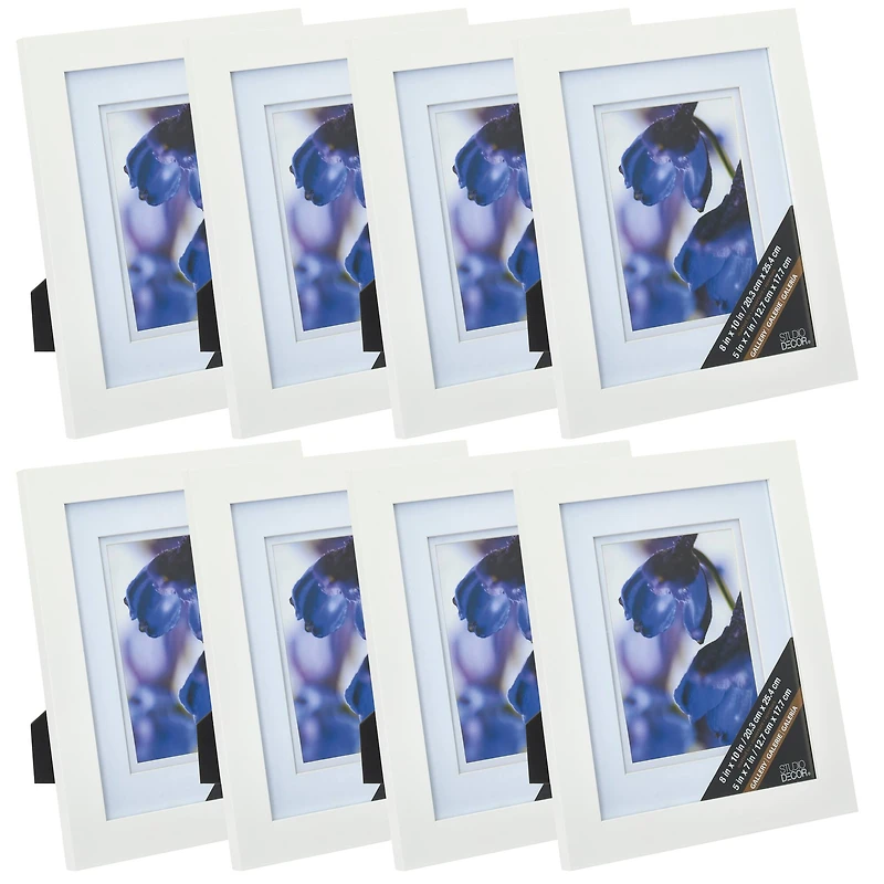 8 Pack: White 5" x 7" Gallery Frame with Double Mat, Airfloat Gallery™ by Studio Décor®