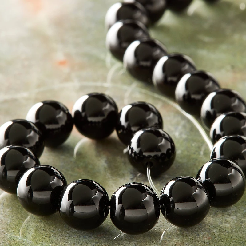 12 Pack: Black Jasper Round Beads, 10mm by Bead Landing™