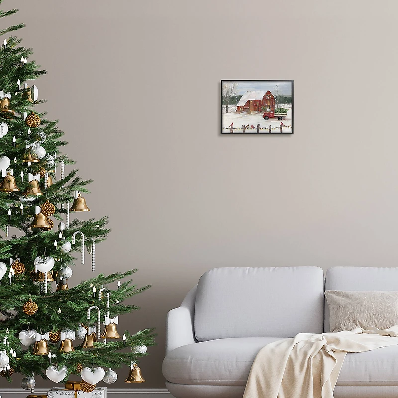 Stupell Industries Snowy Holiday Tree Farm Landscape Framed Giclee Art