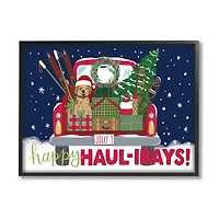 Stupell Industries Happy Haul-idays Christmas Gift Truck Framed Giclee Art