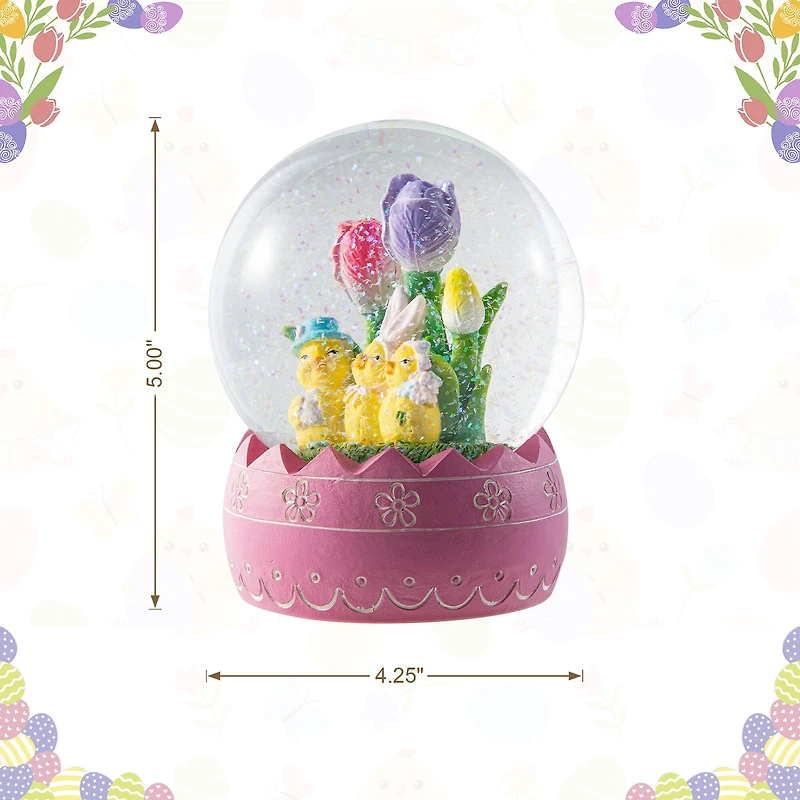 Glitzhome® 5" Easter Chick Family Waterglobe