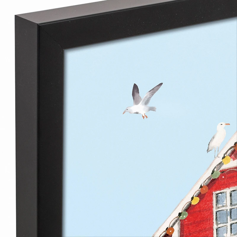 18" Santa's Beach House Christmas Framed Wall Canvas