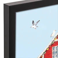 18" Santa's Beach House Christmas Framed Wall Canvas