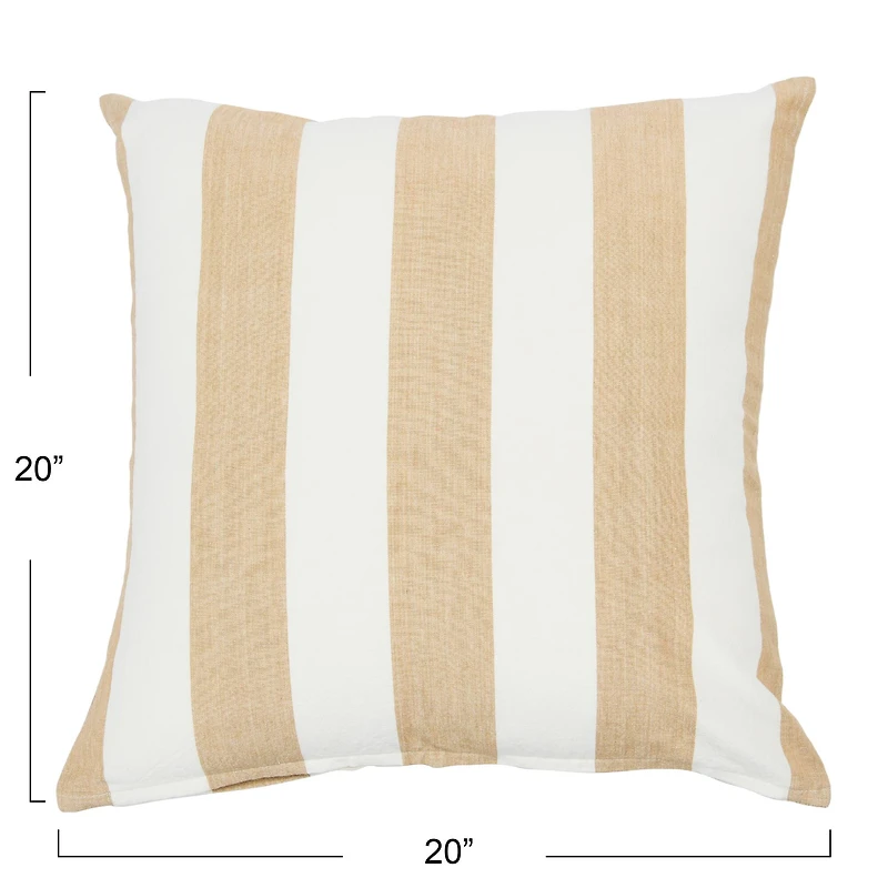 Hello Honey® 20'' Square Beige Striped Cotton Pillow Cover