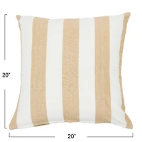Hello Honey® 20'' Square Beige Striped Cotton Pillow Cover