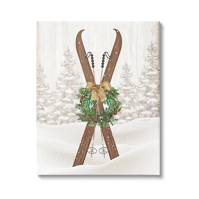 Stupell Industries Winter Skis Holiday Wreath Canvas Wall Art