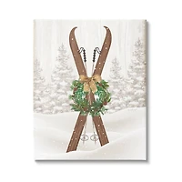 Stupell Industries Winter Skis Holiday Wreath Canvas Wall Art