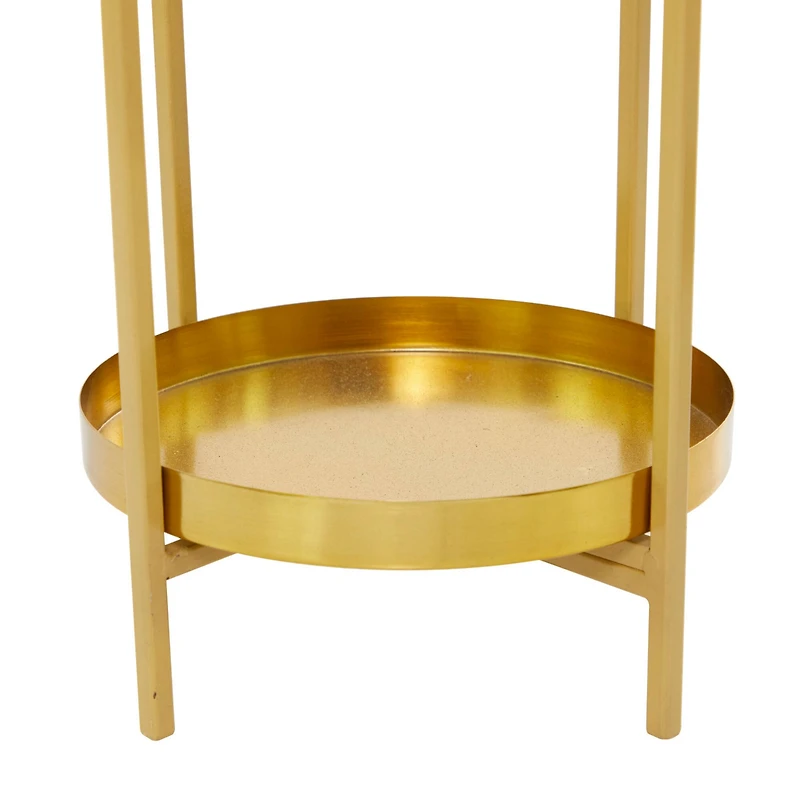Gold Metal Planter with Removable Stand Set