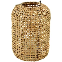 The Novogratz 19" Brown Metal Handmade Candle Lantern with Glass Holder and Handle