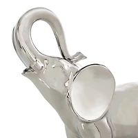 10" Silver Ceramic Elephant Standing Sculpture