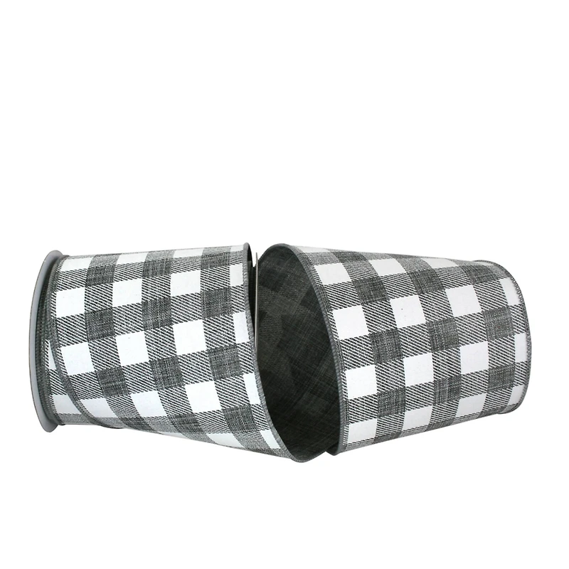 JAM Paper 4" x 10yd. Linen Wired Gingham Ribbon