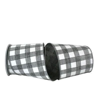 JAM Paper 4" x 10yd. Linen Wired Gingham Ribbon