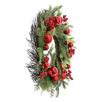 24" Pre-Lit Red Ornament & Berry Wreath by Ashland®