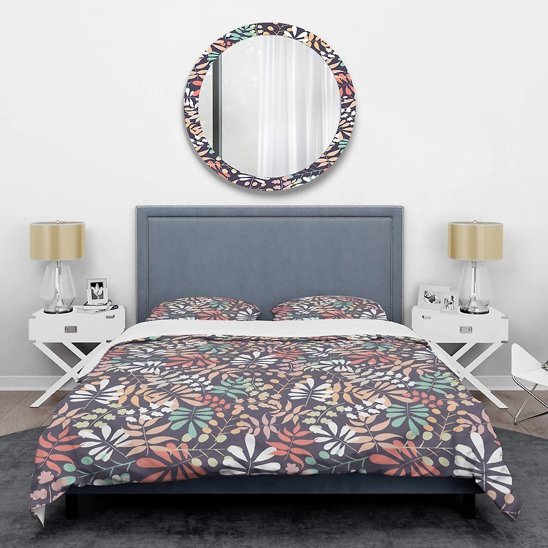 Designart 'Retro Botanical Pattern II' Mid-Century Duvet Cover Set