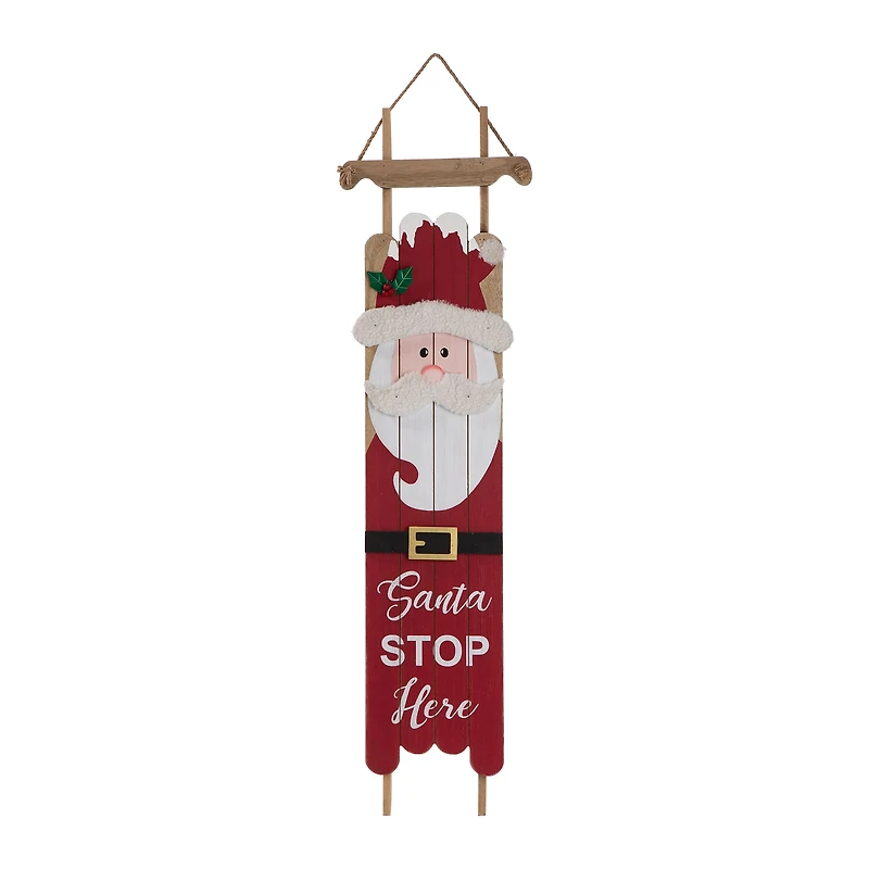Glitzhome® 42" Wooden Sleigh Santa Porch Sign