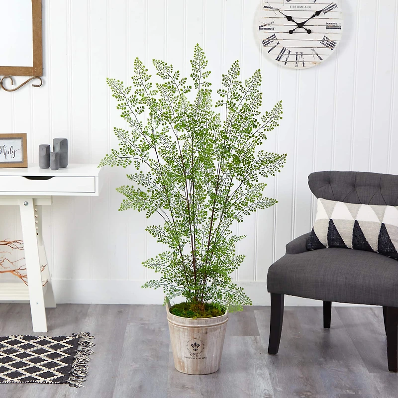5.5ft. Ruffle Fern Artificial Tree in Farmhouse Planter