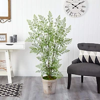 5.5ft. Ruffle Fern Artificial Tree in Farmhouse Planter