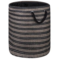 DII® Large Black & Stone Striped Weave Round Paper Storage Basket