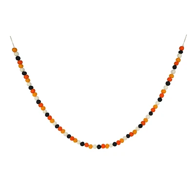 6ft. Orange, Black & White Felt Pom Pom Garland by Ashland®
