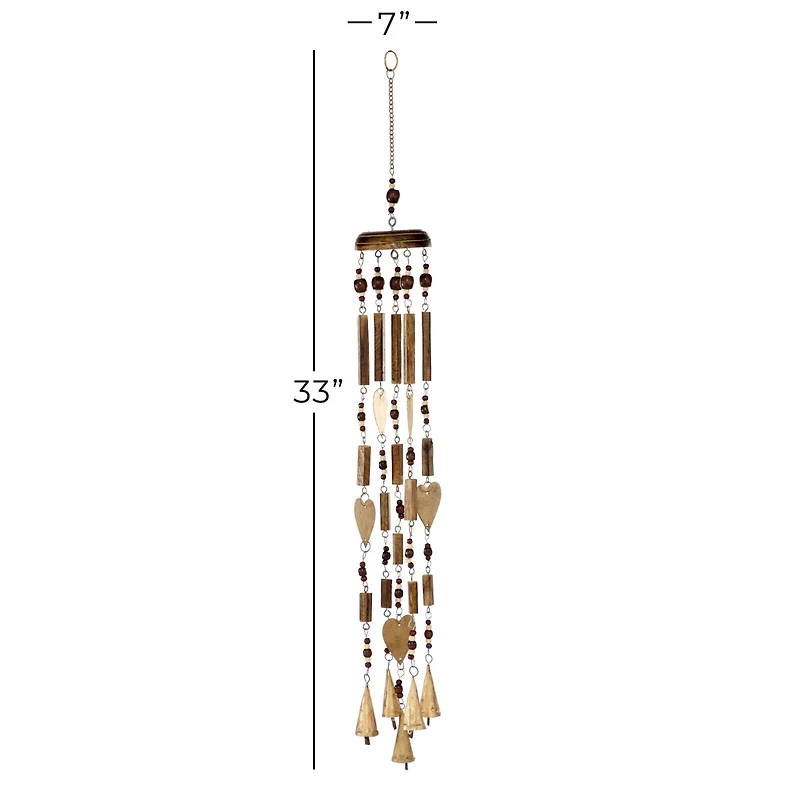 33" Gold Metal Charmed Hearts Coastal Windchime