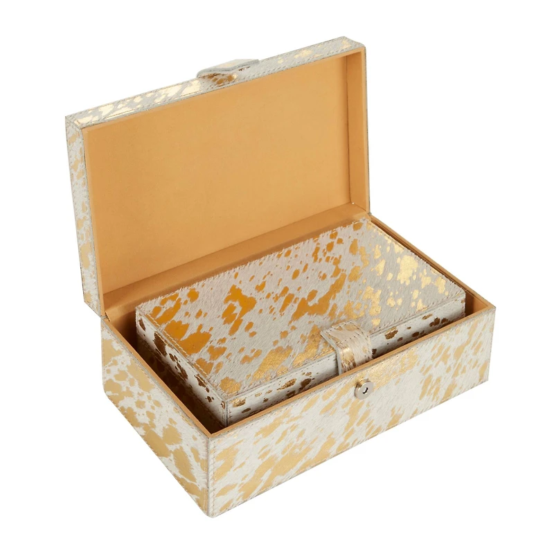 White & Gold Leather Rustic Box Set