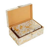 White & Gold Leather Rustic Box Set