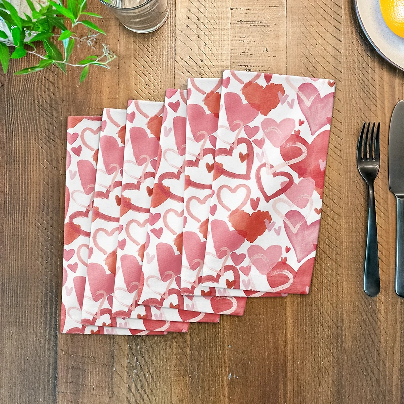 Heart Cluster Pattern 10" x 10" Cotton Twill Napkin