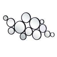52" Black Contemporary Metal Wall Mirror Cluster