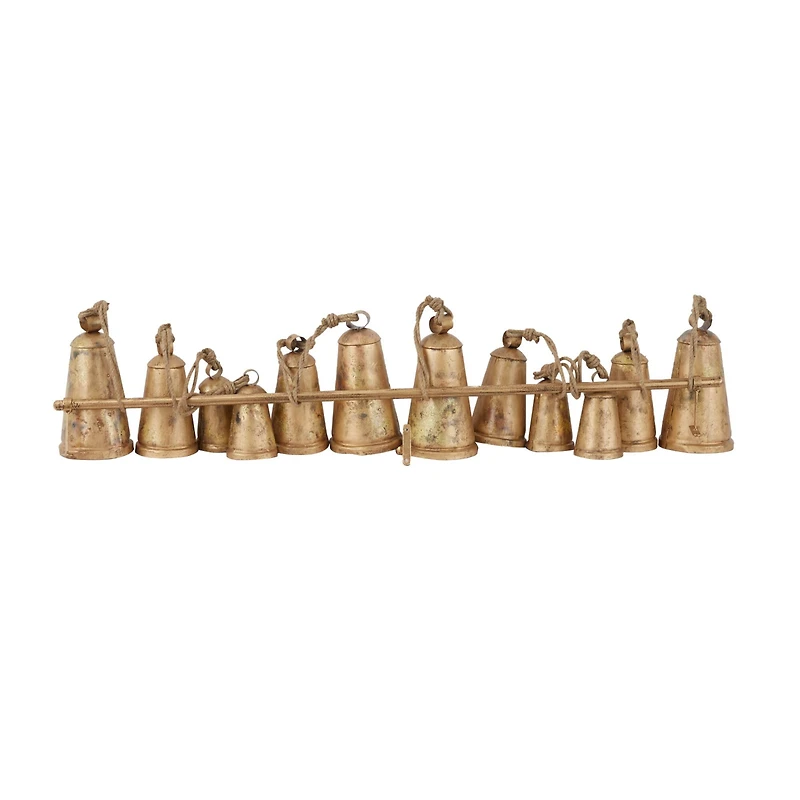 Brass Metal Bohemian Decorative Cow Bell, 48" x 5" x 28"