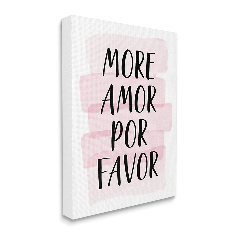 Stupell Industries More Amor Por Favor Phrase Pink Highlight Canvas Wall Art