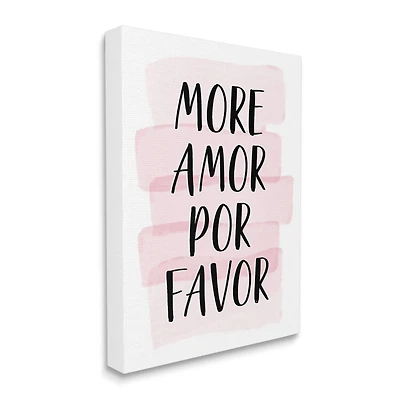 Stupell Industries More Amor Por Favor Phrase Pink Highlight Canvas Wall Art
