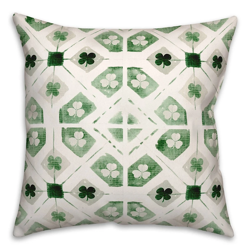 Green Geo Shamrock St. Patrick's Day Throw Pillow