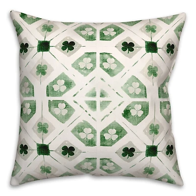 Green Geo Shamrock St. Patrick's Day Throw Pillow