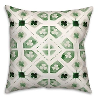 Green Geo Shamrock St. Patrick's Day Throw Pillow
