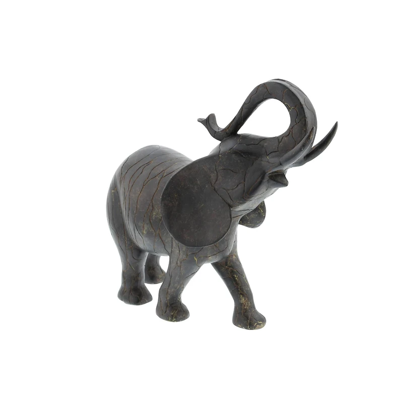 12" Gray Eclectic Elephant Sculpture