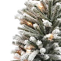 6 Pack: 4ft. Pre-Lit Flocked Fir Artificial Christmas Tree in Burlap Base, Clear Lights