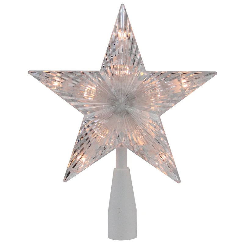 7.5" Clear & White 5-Point Star Tree Topper