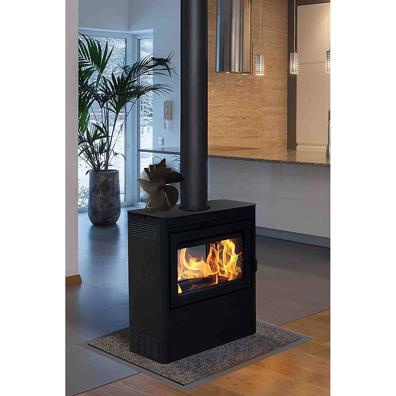 Hastings Home Black Self-Powered 4-Blade Wood Stove Fan