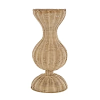 16.25" Brown Rattan Hourglass Vase with Dome Base