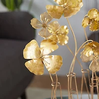 21" Gold Metal Flowers Sculpture