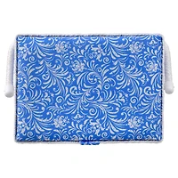 SINGER® Large Blue Deliah Scroll Print Sewing Basket with Sewing Scissors & Notions