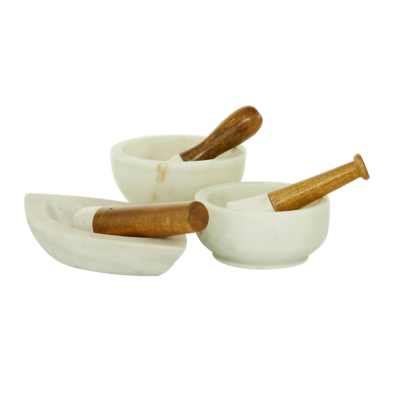 The Novogratz White Marble Natural Mortar & Pestle Set