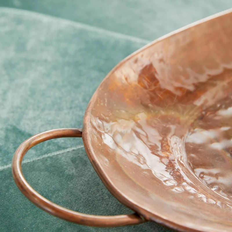 Copper Metal Rustic Tray Set