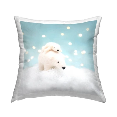 Stupell Industries Snowy Polar Bear Family Throw Pillow