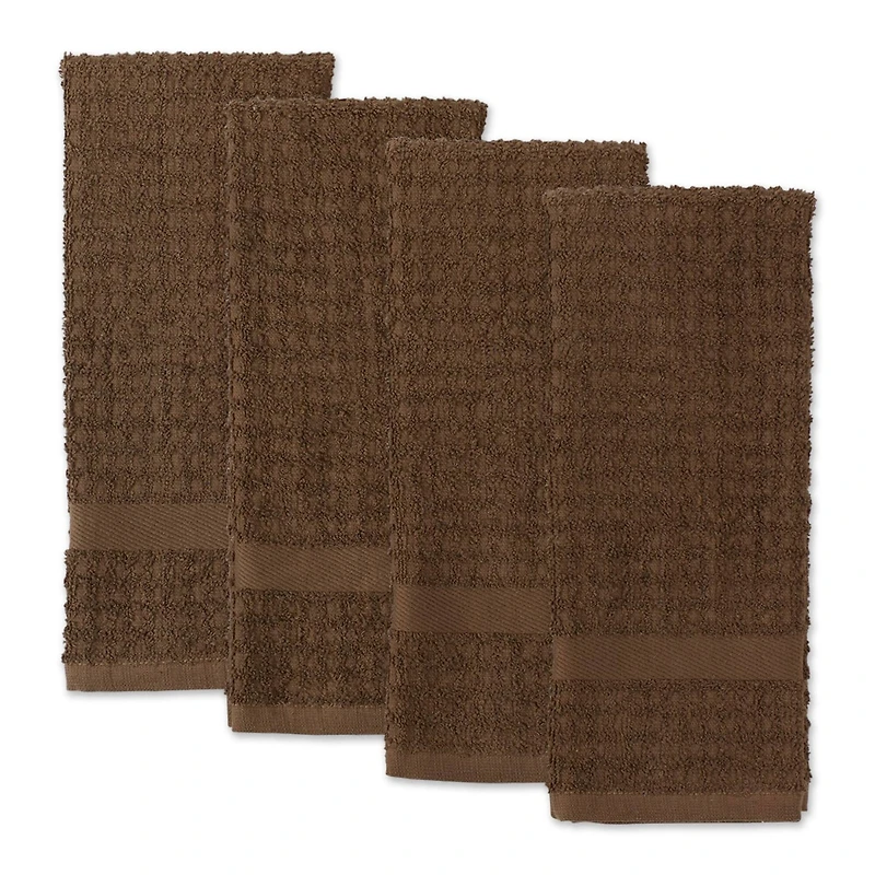 DII® Solid Brown Waffle Terry Dishtowel, 4ct.